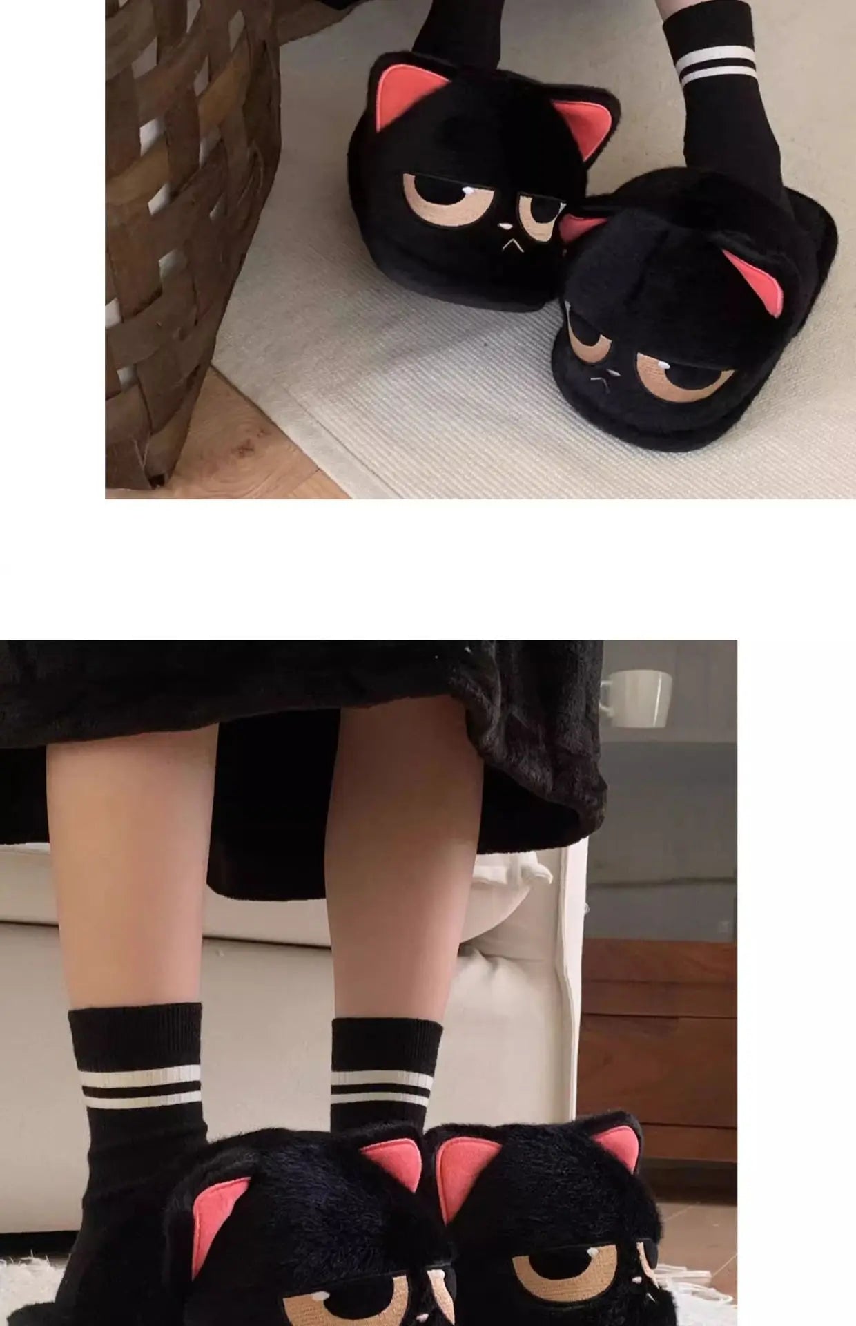 🐾 Winter Warm Cartoon Cat Slippers – Quirkytoes Edition 🐱❄️