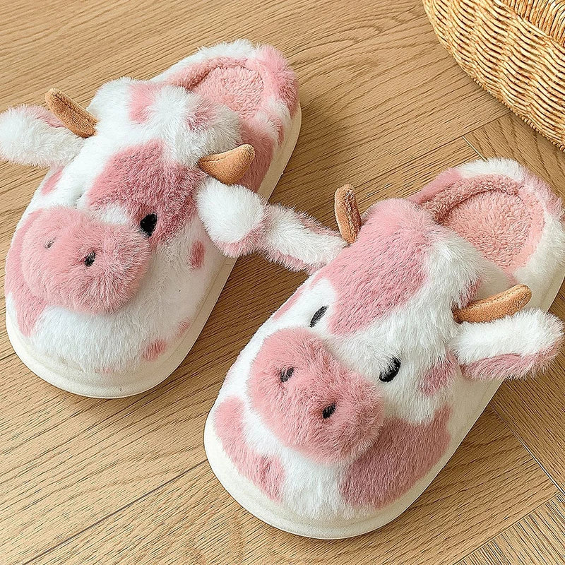 🐄 Moozy Plush Slippers – Quirkytoes 🐾
