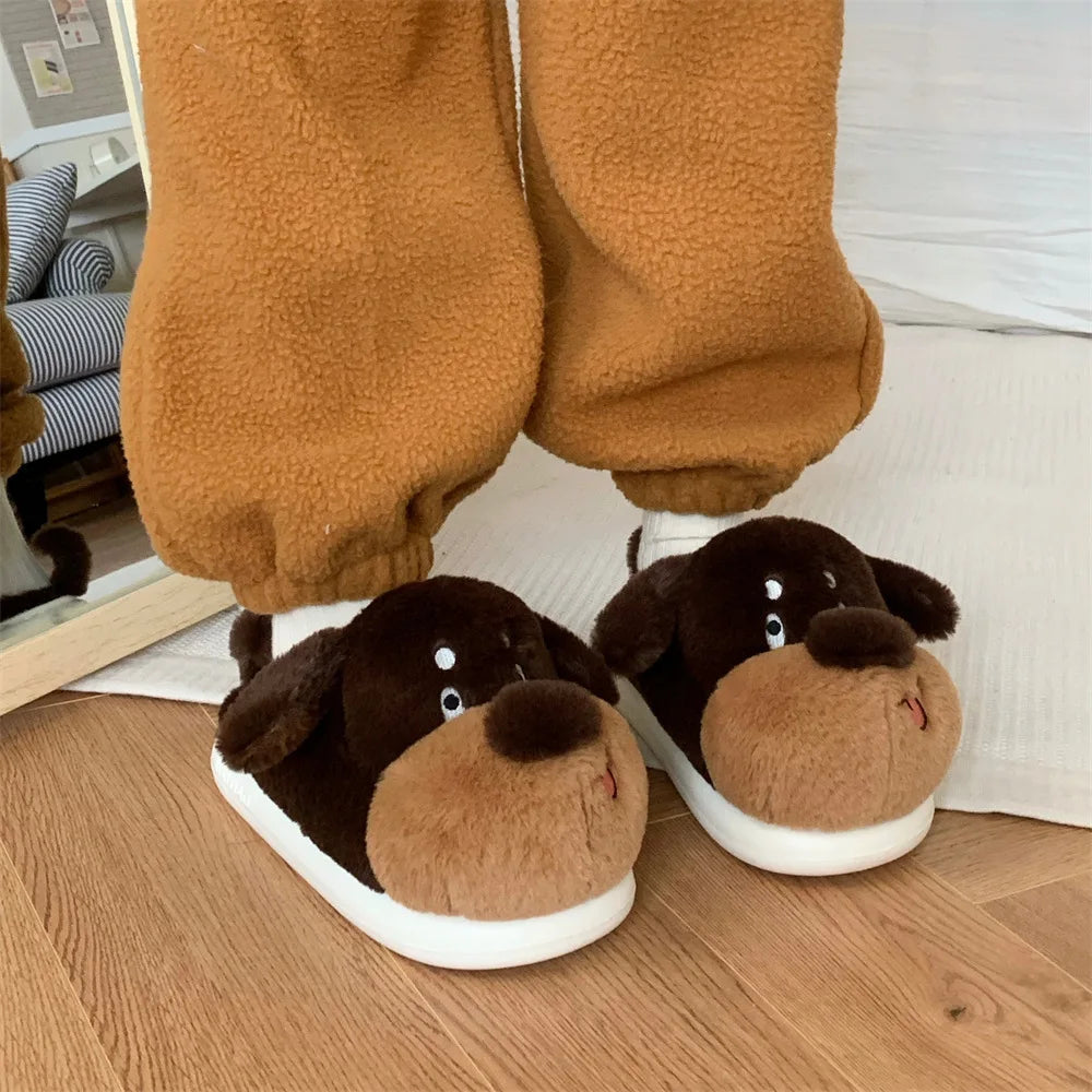 🐶💞 Cartoon Dog Fluffy Slippers – Quirkytoes Edition 🐾