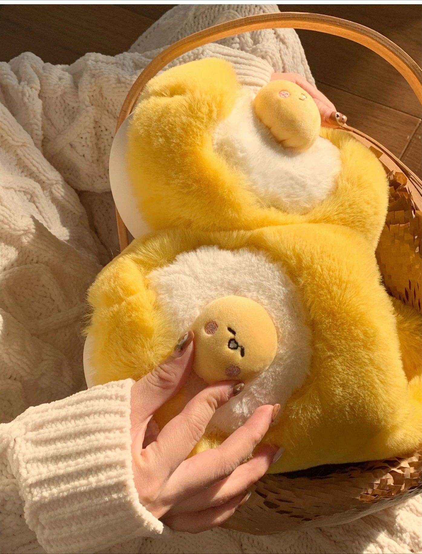 🥚💛 Cute Yellow Cartoon Plush Slippers – Quirkytoes Edition 🐣