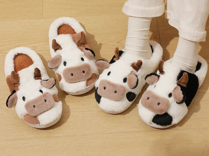 🐄 MooMates Plush Slippers – Quirkytoes 🐾
