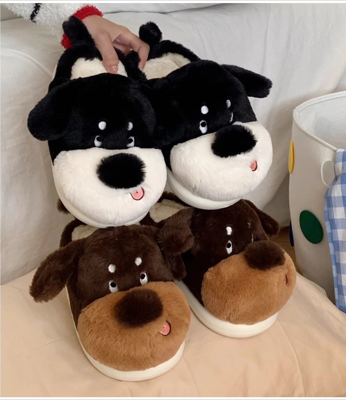 🐶💞 Cartoon Dog Fluffy Slippers – Quirkytoes Edition 🐾