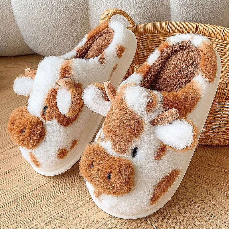 🐄 Moozy Plush Slippers – Quirkytoes 🐾