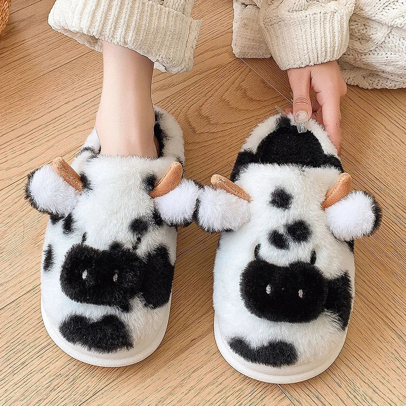 🐄 Moozy Plush Slippers – Quirkytoes 🐾