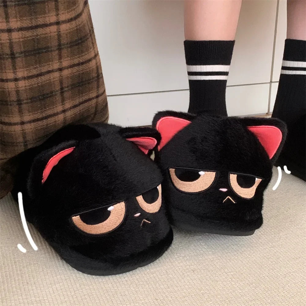 🐾 Winter Warm Cartoon Cat Slippers – Quirkytoes Edition 🐱❄️