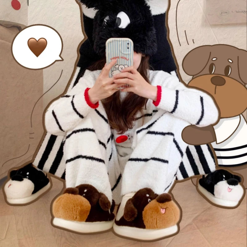 🐶💞 Cartoon Dog Fluffy Slippers – Quirkytoes Edition 🐾