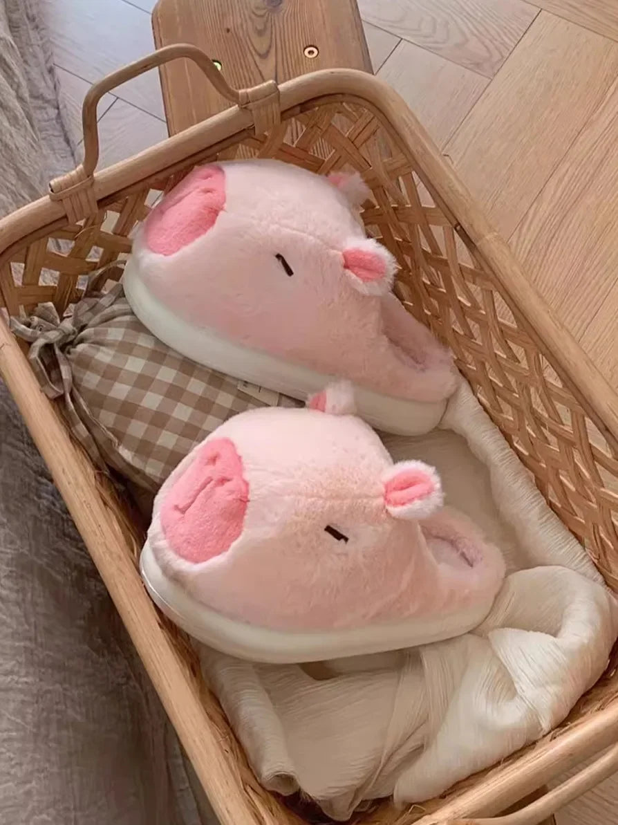 🦫 CozyBara Plush Slippers – Quirkytoes 💛