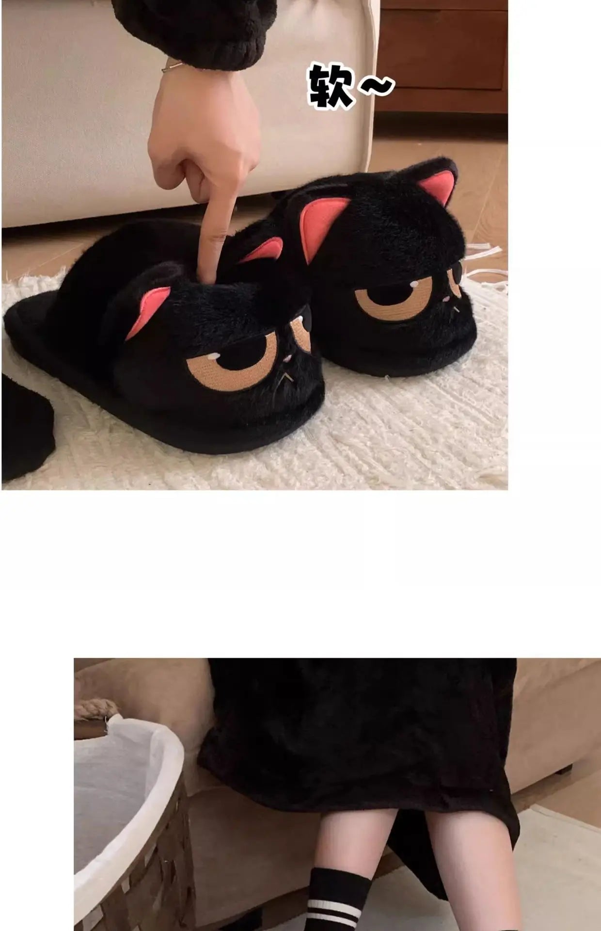 🐾 Winter Warm Cartoon Cat Slippers – Quirkytoes Edition 🐱❄️
