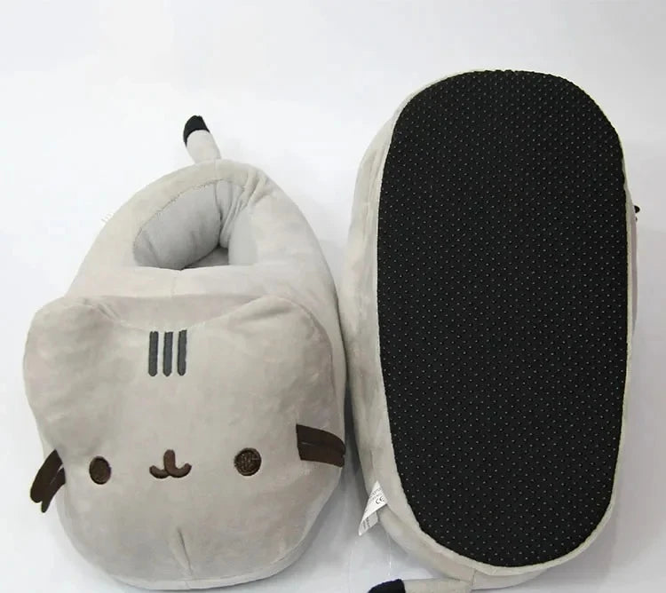 🐱 Cartoon Cat Plush Slippers – Quirkytoes Edition 🐾