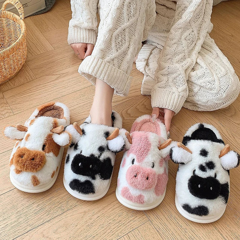 🐄 Moozy Plush Slippers – Quirkytoes 🐾