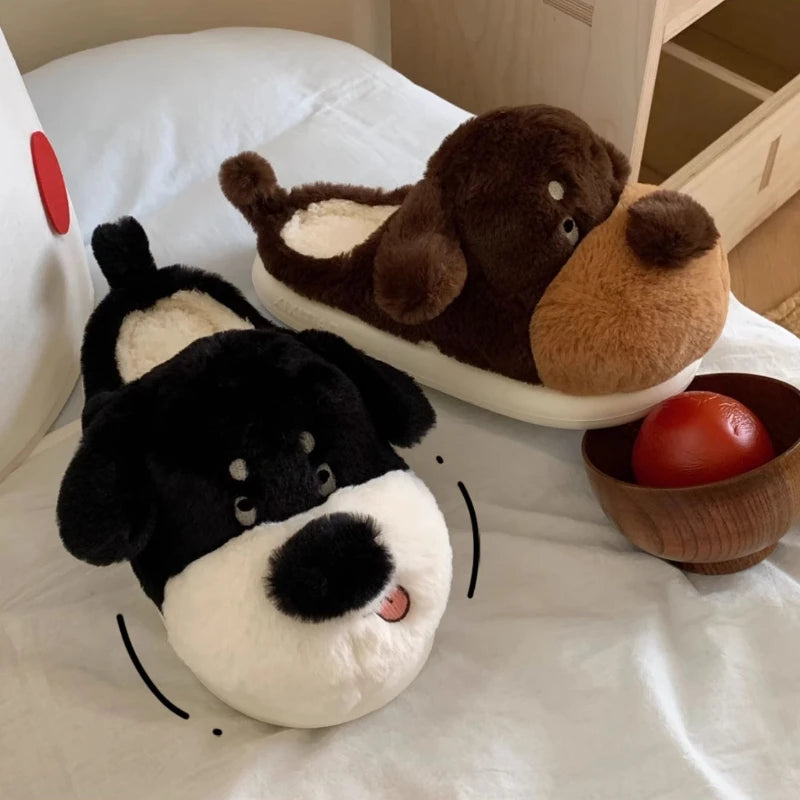 🐶💞 Cartoon Dog Fluffy Slippers – Quirkytoes Edition 🐾