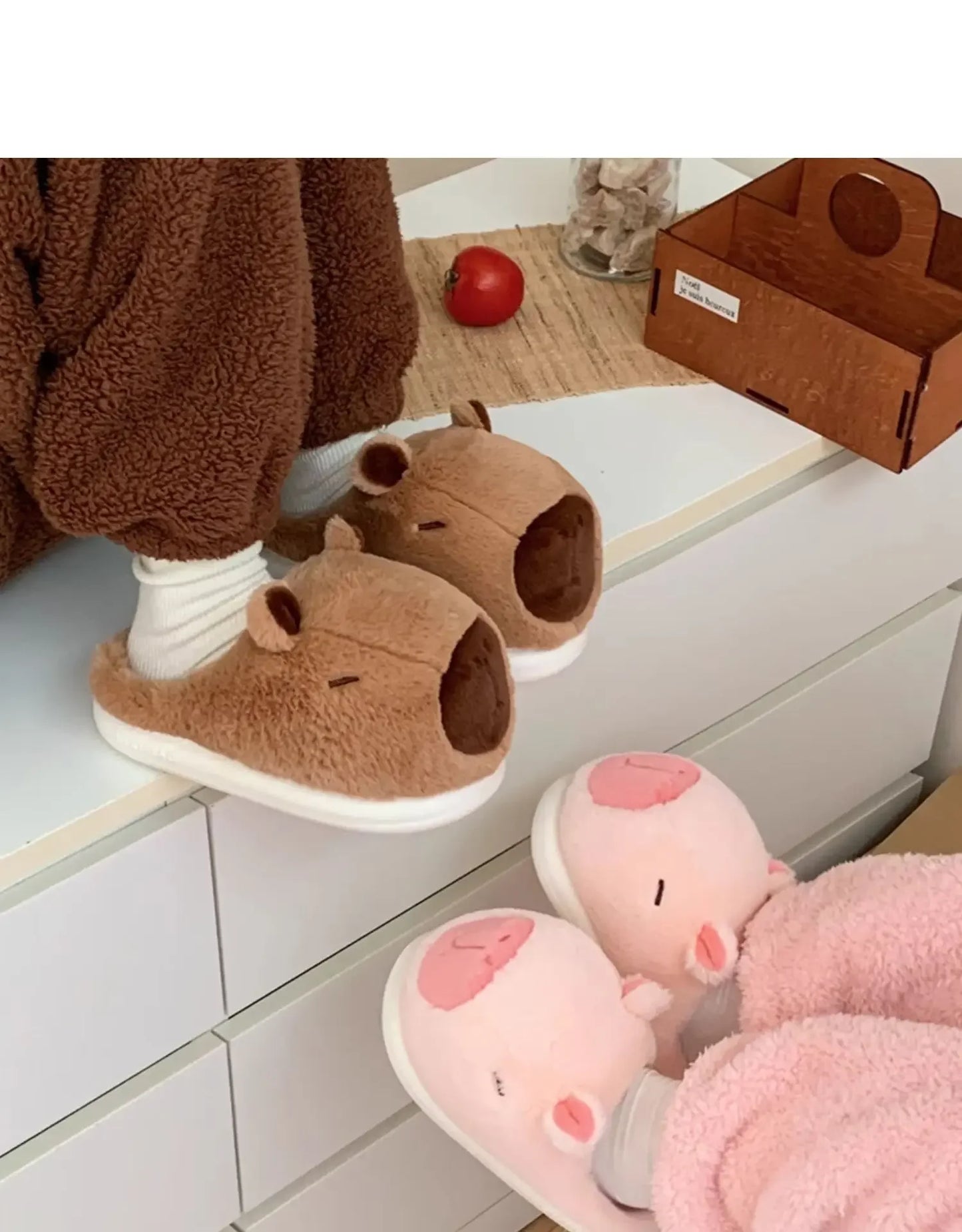 🦫 CozyBara Plush Slippers – Quirkytoes 💛