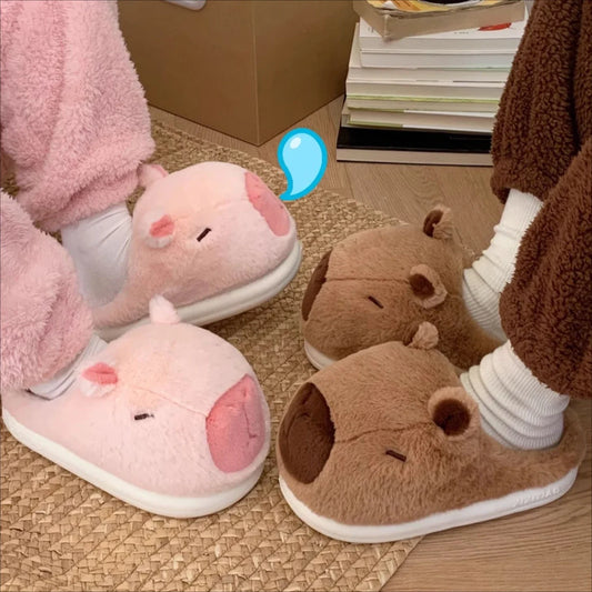 🦫 CozyBara Plush Slippers – Quirkytoes 💛