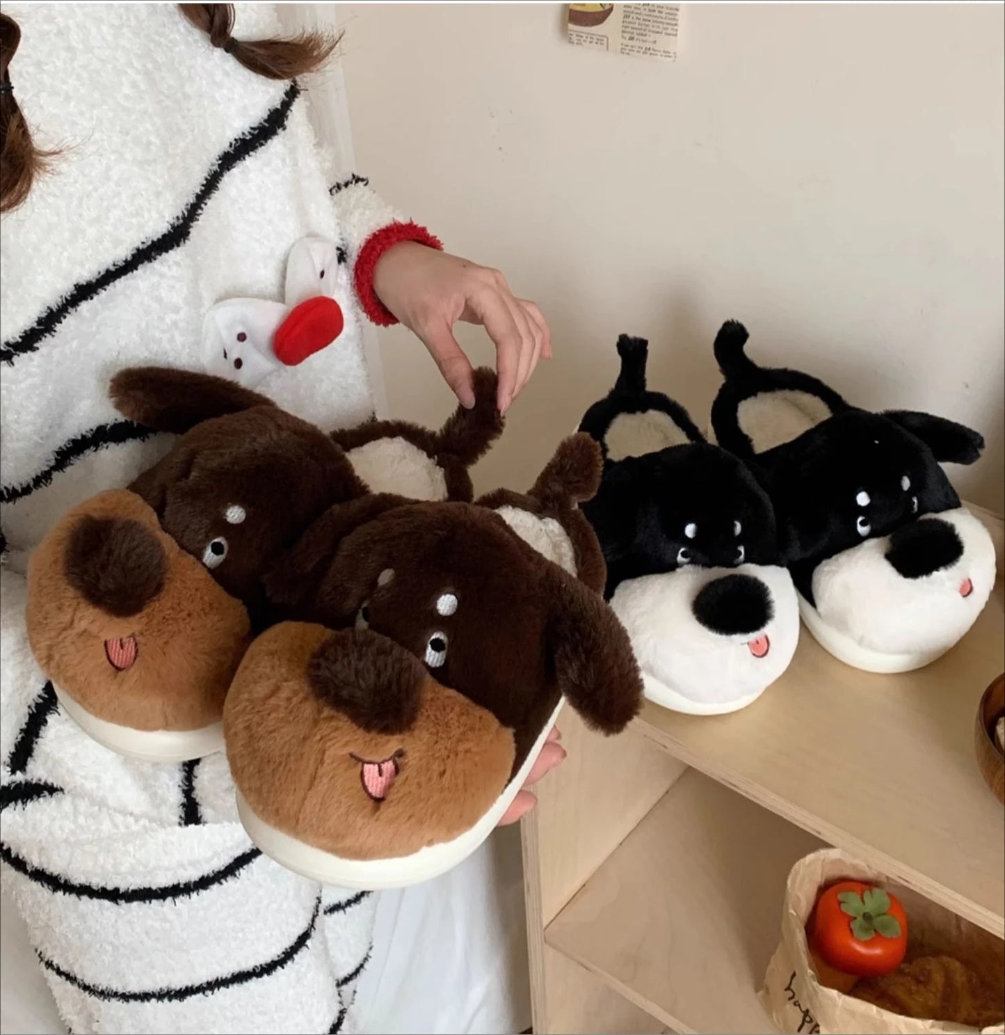 🐶💞 Cartoon Dog Fluffy Slippers – Quirkytoes Edition 🐾