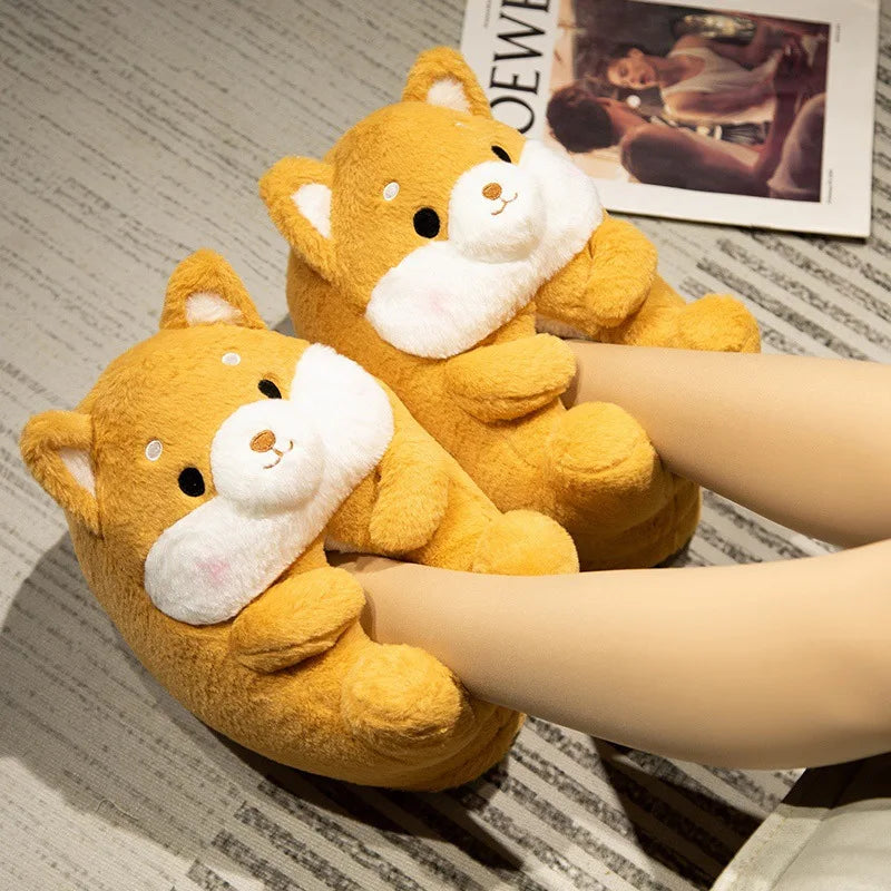 🐶🐰 Cartoon Dog & Rabbit Plush Slippers – Quirkytoes Edition 🐾