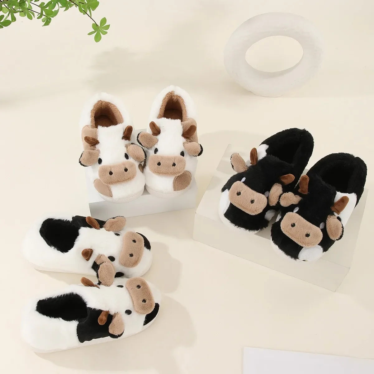 🐄 MooMates Plush Slippers – Quirkytoes 🐾