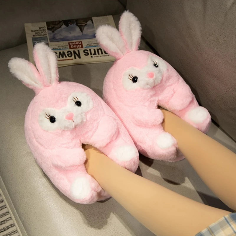 🐶🐰 Cartoon Dog & Rabbit Plush Slippers – Quirkytoes Edition 🐾