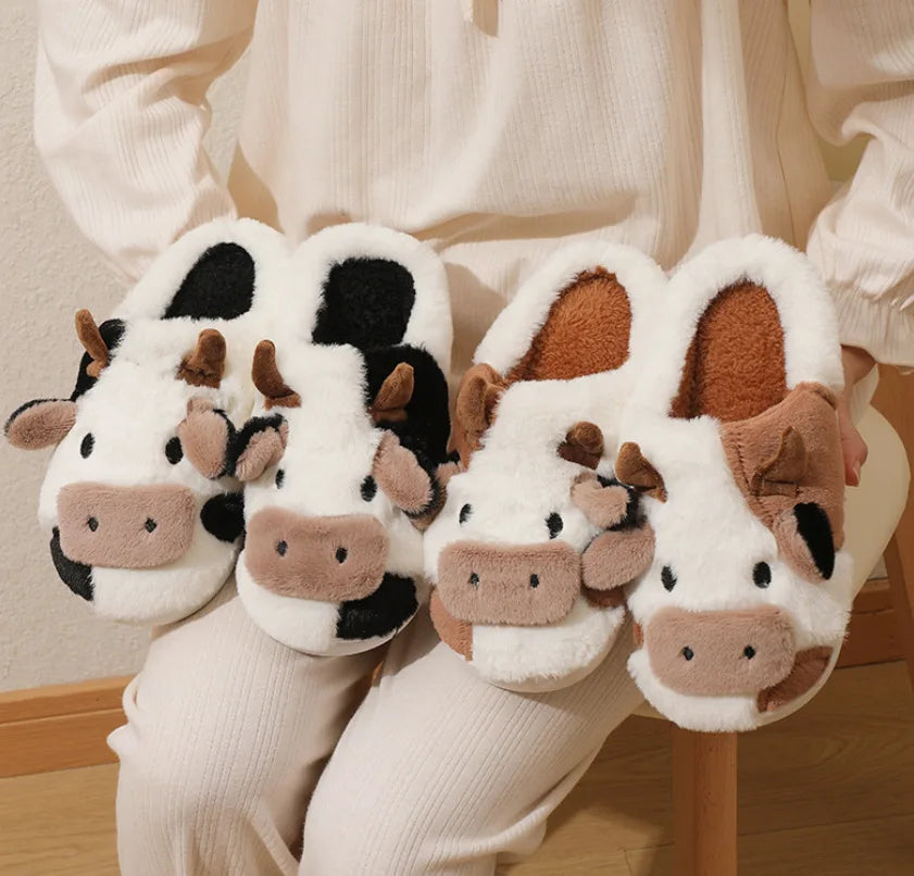 🐄 MooMates Plush Slippers – Quirkytoes 🐾