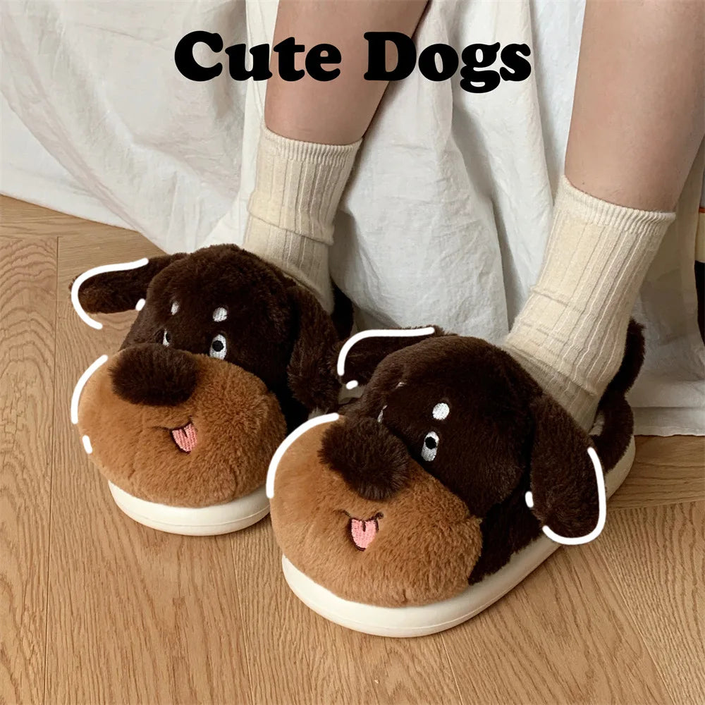 🐶💞 Cartoon Dog Fluffy Slippers – Quirkytoes Edition 🐾