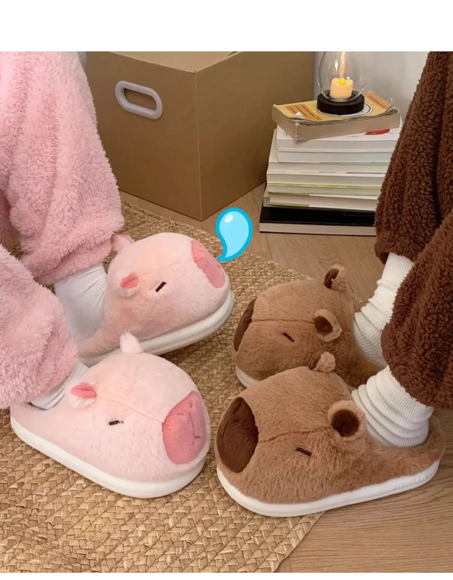 🦫 CozyBara Plush Slippers – Quirkytoes 💛