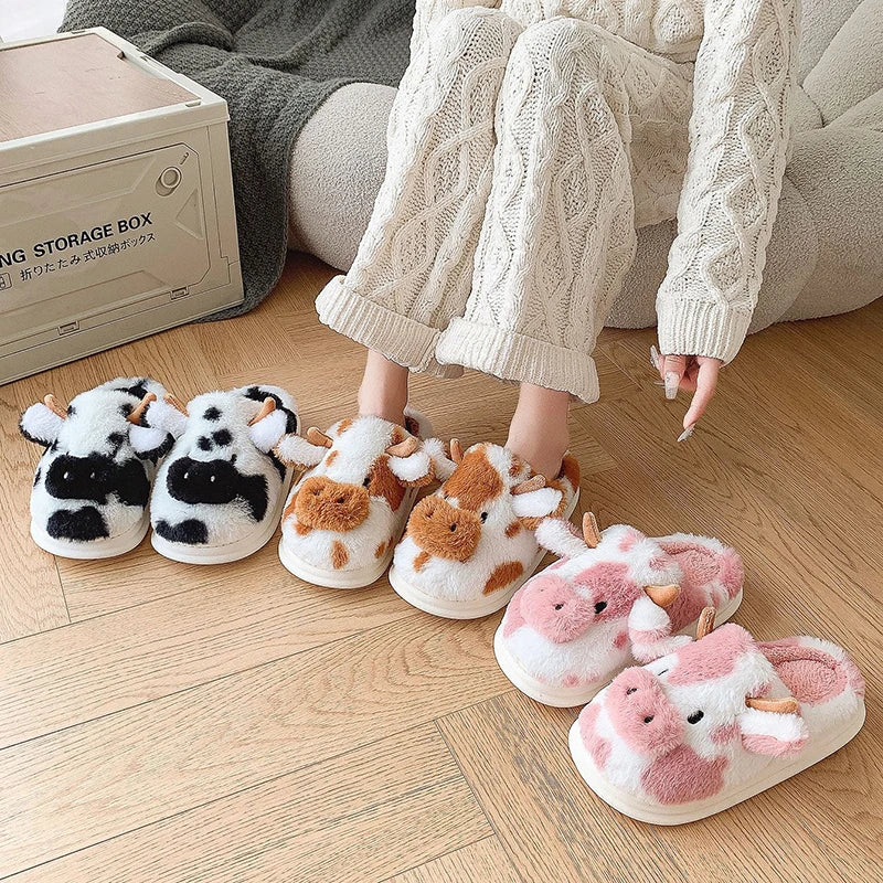 🐄 Moozy Plush Slippers – Quirkytoes 🐾