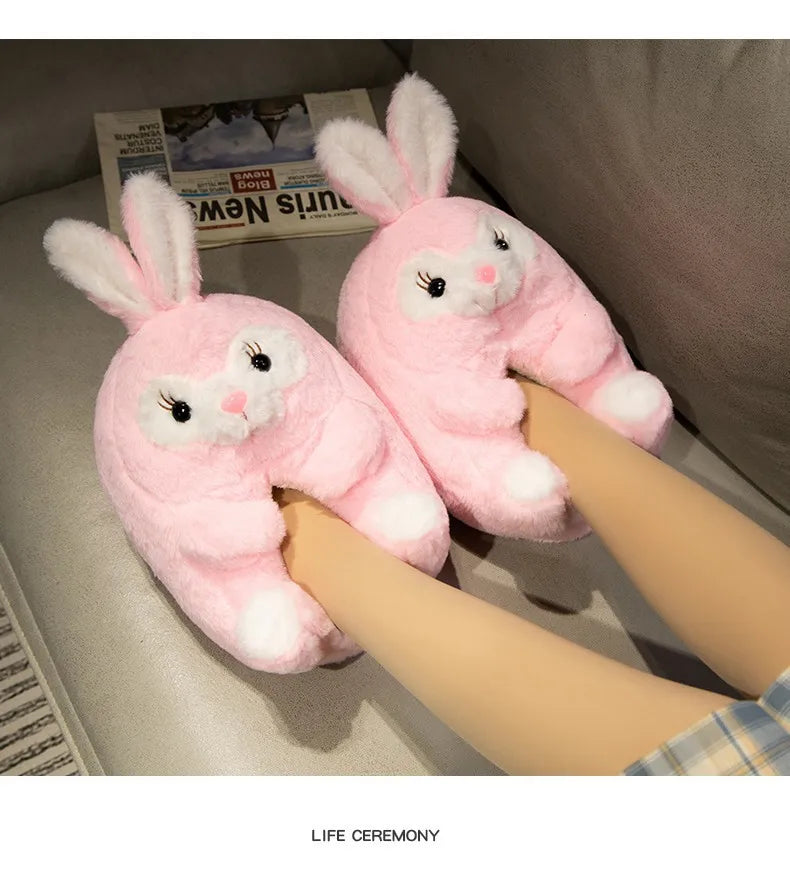 🐶🐰 Cartoon Dog & Rabbit Plush Slippers – Quirkytoes Edition 🐾