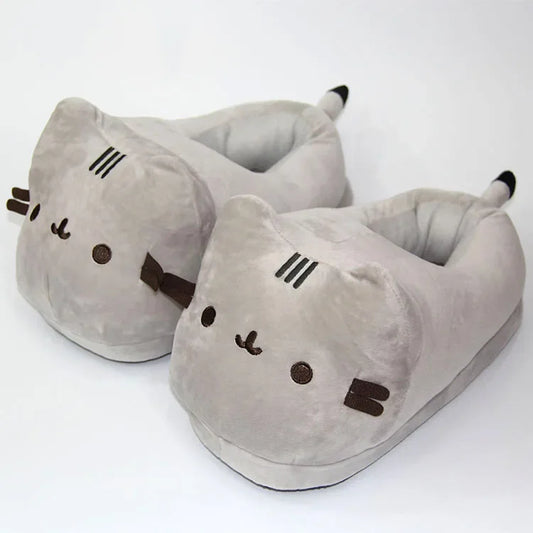 🐱 Cartoon Cat Plush Slippers – Quirkytoes Edition 🐾