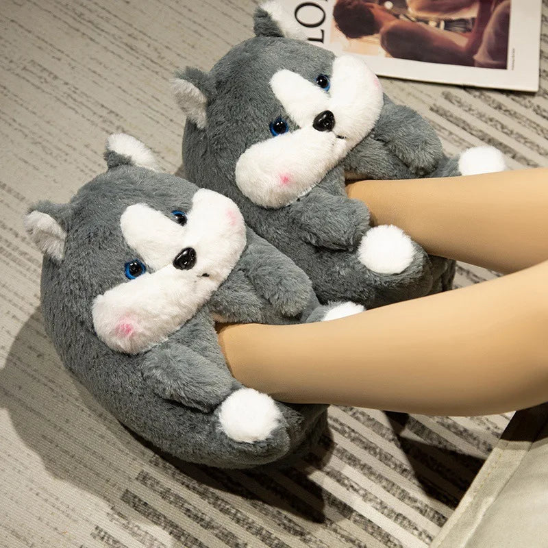 🐶🐰 Cartoon Dog & Rabbit Plush Slippers – Quirkytoes Edition 🐾