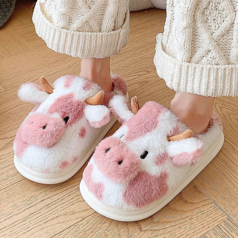🐄 Moozy Plush Slippers – Quirkytoes 🐾
