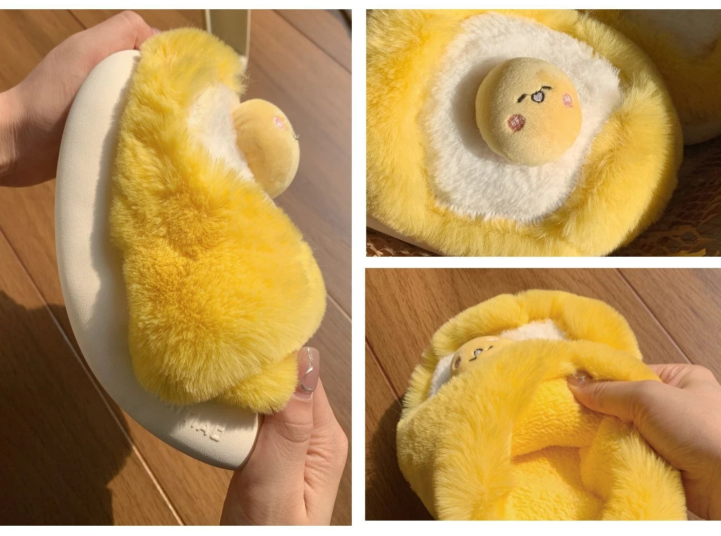 🥚💛 Cute Yellow Cartoon Plush Slippers – Quirkytoes Edition 🐣