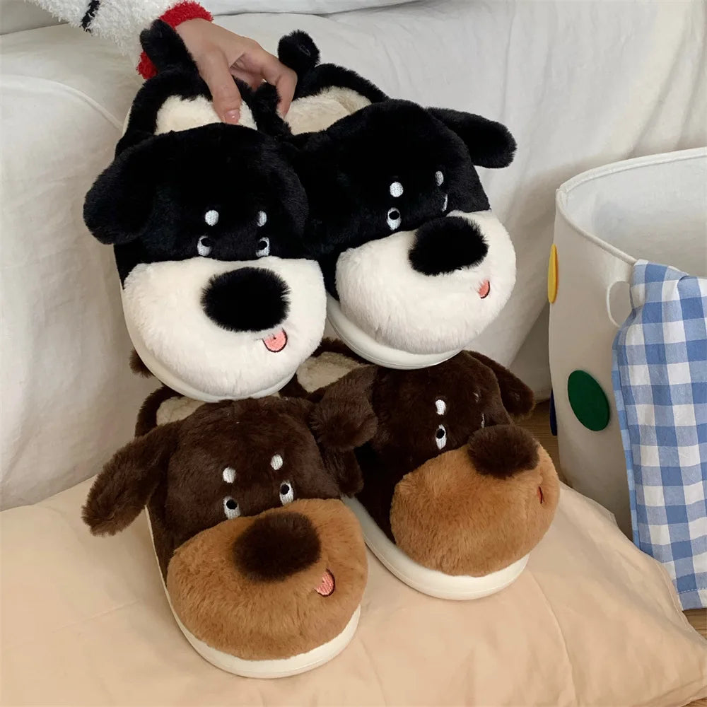 🐶💞 Cartoon Dog Fluffy Slippers – Quirkytoes Edition 🐾