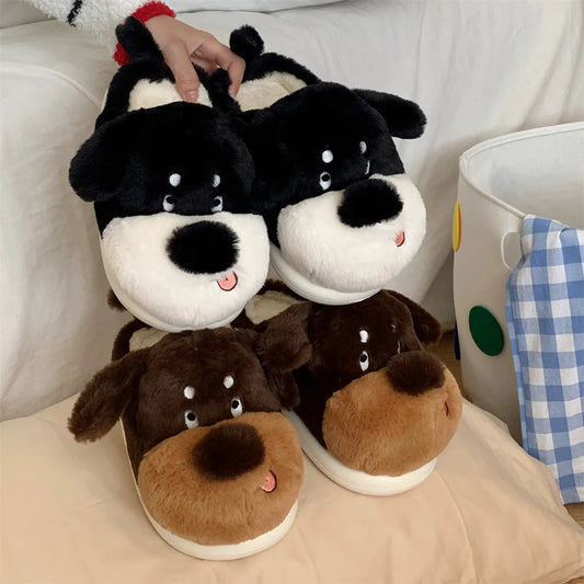 🐶💞 Cartoon Dog Fluffy Slippers – Quirkytoes Edition 🐾