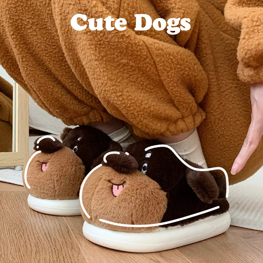 🐶💞 Cartoon Dog Fluffy Slippers – Quirkytoes Edition 🐾