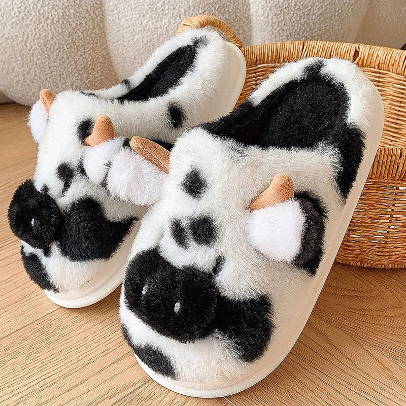 🐄 Moozy Plush Slippers – Quirkytoes 🐾