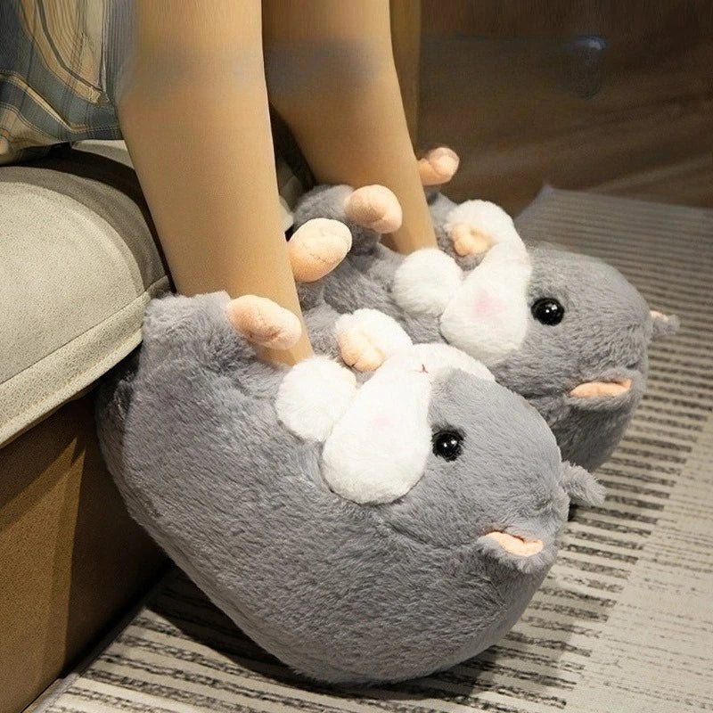 🐶🐰 Cartoon Dog & Rabbit Plush Slippers – Quirkytoes Edition 🐾