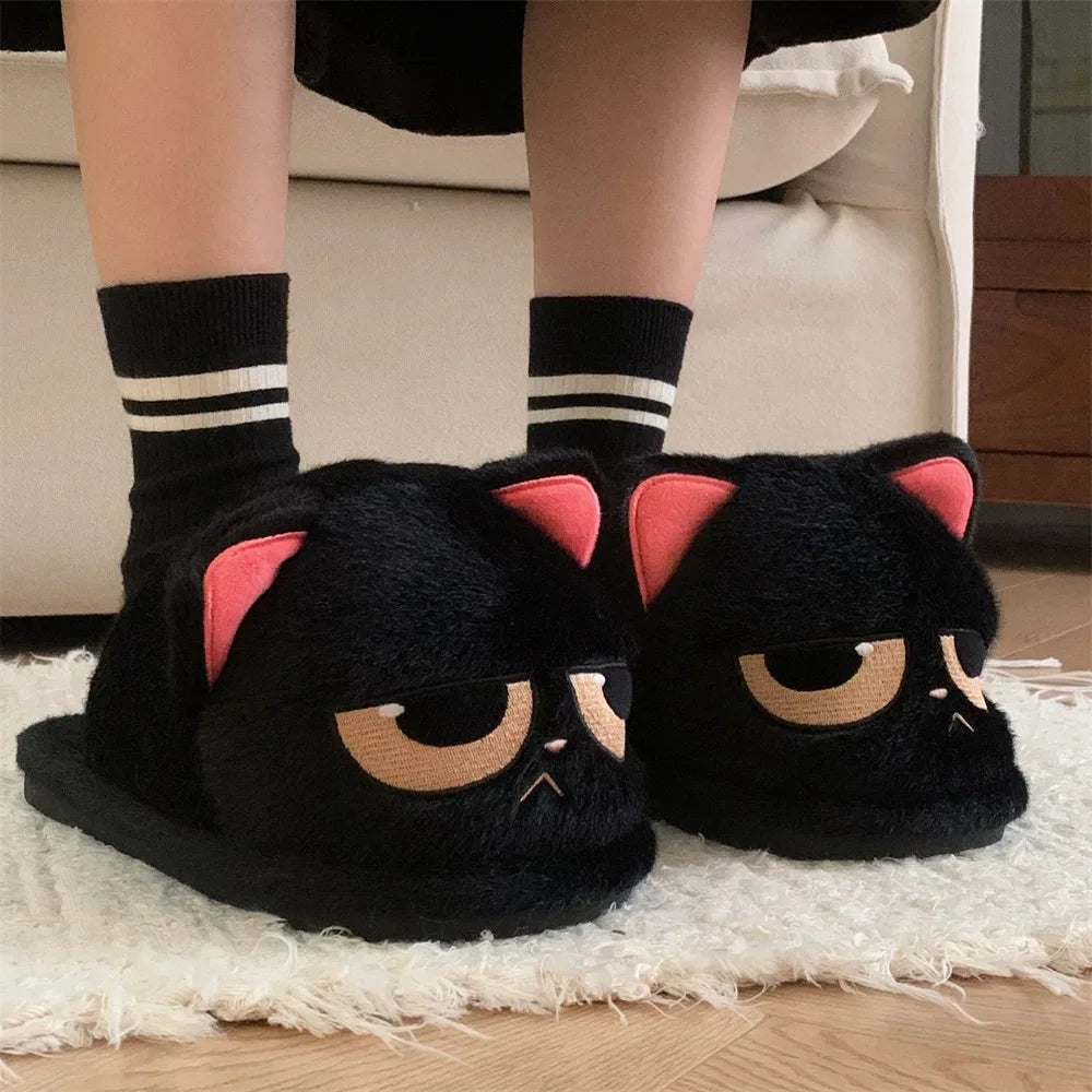 🐾 Winter Warm Cartoon Cat Slippers – Quirkytoes Edition 🐱❄️