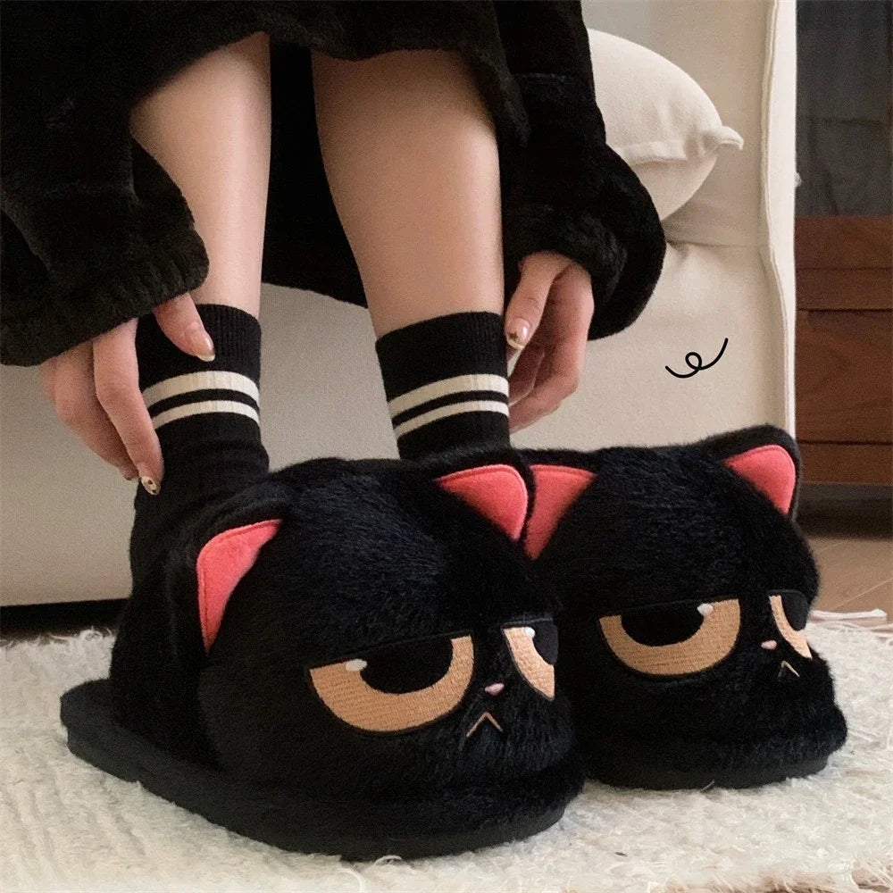 🐾 Winter Warm Cartoon Cat Slippers – Quirkytoes Edition 🐱❄️